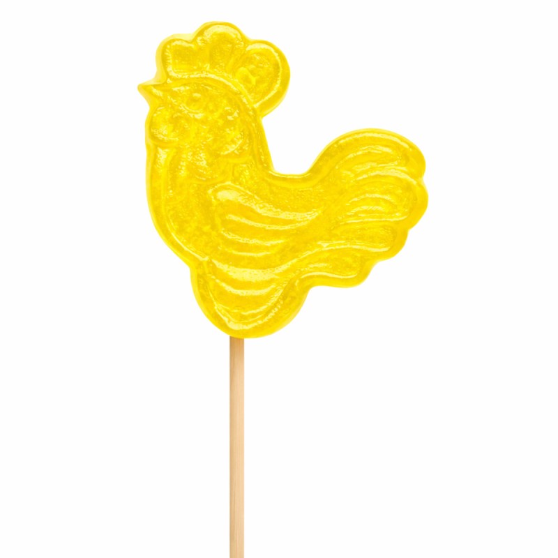 Γλειφιτζούρια Anna Lollipops - Κοκοράκι Καραμέλα Κίτρινο 23gr. (50τμχ.)