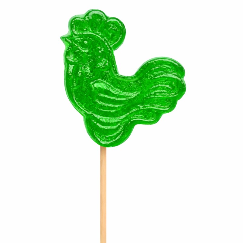 Γλειφιτζούρια Anna Lollipops - Κοκοράκι Καραμέλα Πράσινο 23gr. (50τμχ.)