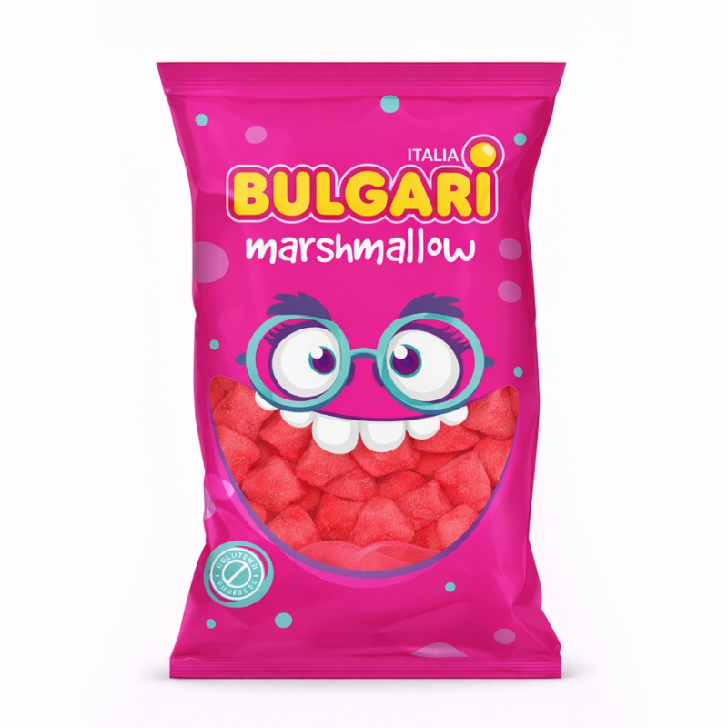 Marshmallow Ζαχαρωτά Bulgari - Φράουλες - Κόκκινο (0.9kg.) ≈75τμχ.