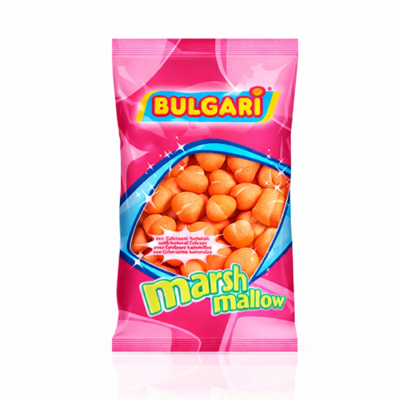 Marshmallow Ζαχαρωτά Bulgari - Καρδιές - Πορτοκαλί (0.9kg.) ≈95τμχ.