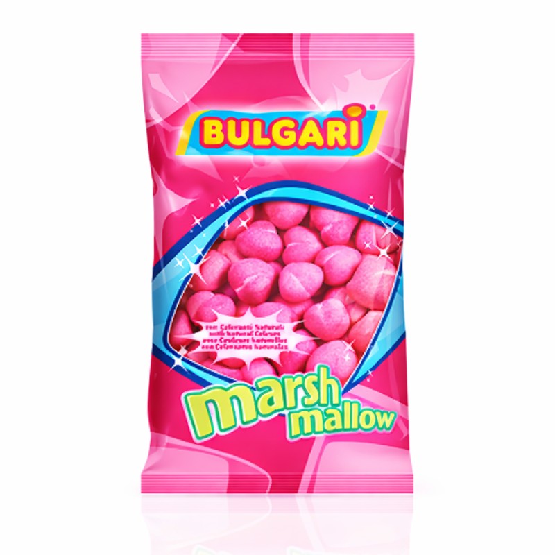 Marshmallow Ζαχαρωτά Bulgari - Καρδιές - Ροζ (0.9kg.) ≈95τμχ.