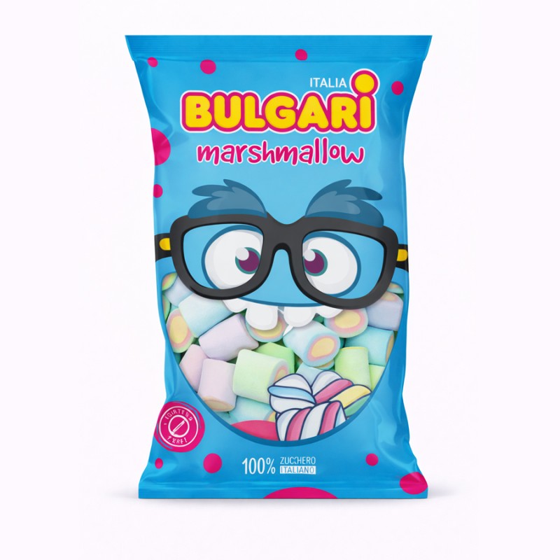 Marshmallow Ζαχαρωτά Bulgari - Κύλινδρος - Mix (1kg.) ≈250τμχ.
