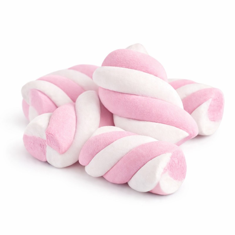 Marshmallow Ζαχαρωτά Bulgari - Twist Λευκό - Ροζ - Βανίλια (1kg.) ≈250τμχ.