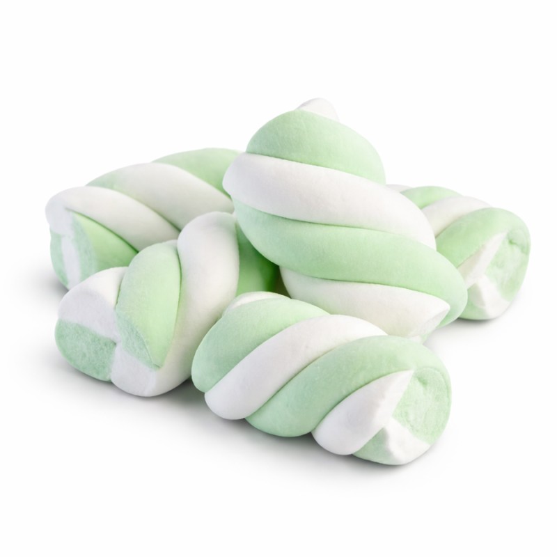 Marshmallow Ζαχαρωτά Bulgari - Twist Λευκό - Βεραμάν Βανίλια (1kg.) ≈250τμχ.