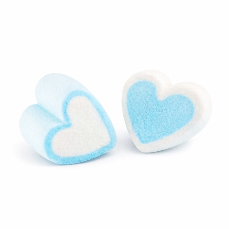 Marshmallow Ζαχαρωτά Bulgari - Καρδιές - Λευκό - Γαλάζιο (0.9kg.) ≈100τμχ.