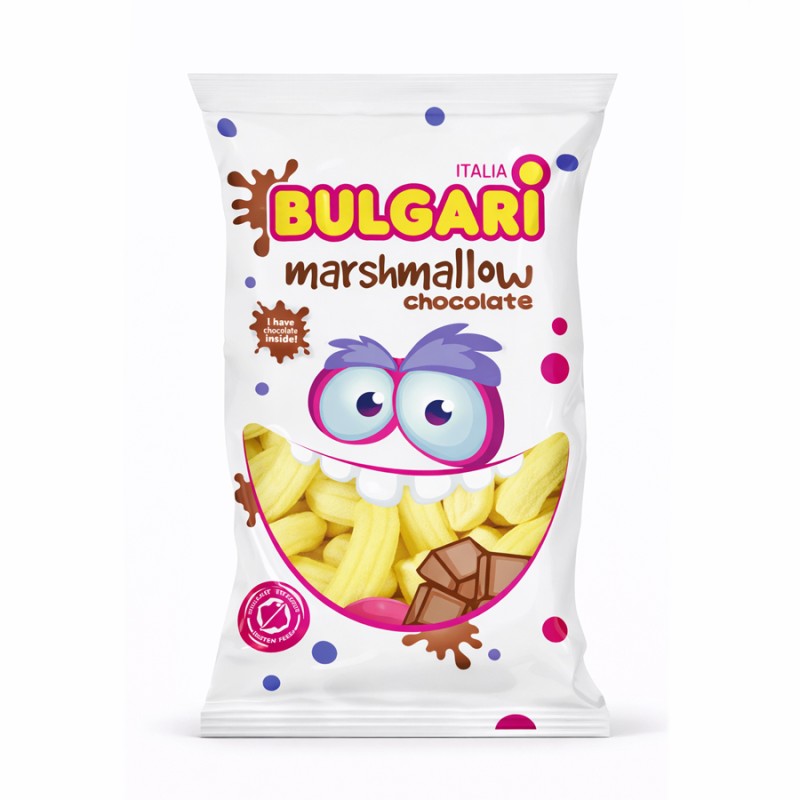 Marshmallow Ζαχαρωτά Bulgari - Μπανάνα - Σοκολάτα (1kg.) ≈85τμχ.