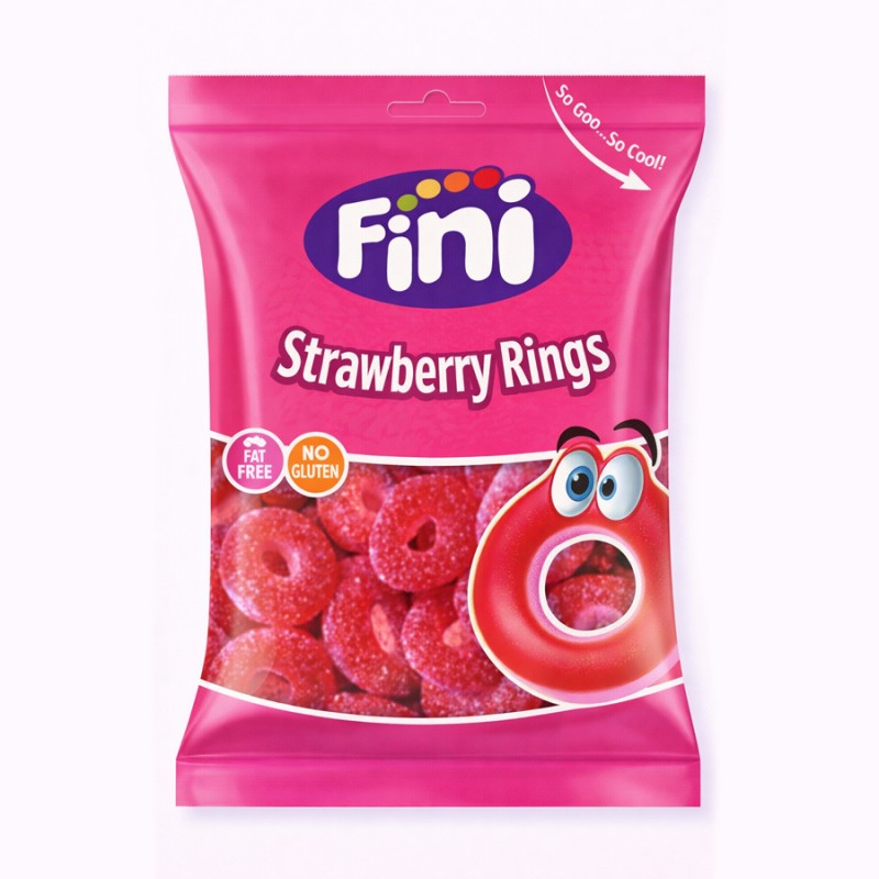 Ζελεδάκια Fini Strawberry Rings 90gr. (12τμχ.)