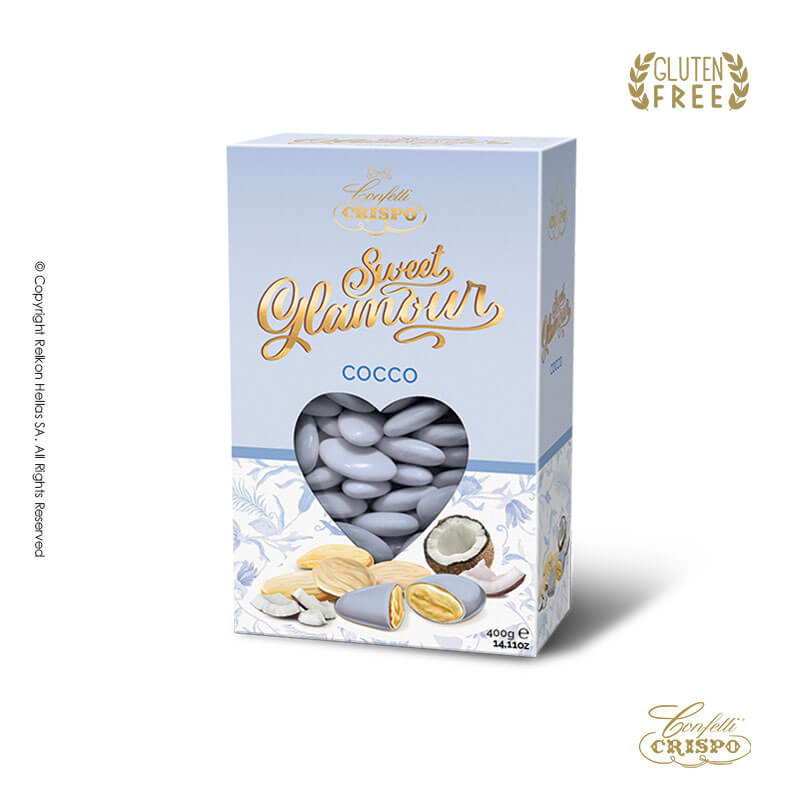 Κουφέτα Crispo - Αμυγδάλου Sweet Glamour Καρύδα Γαλάζιο (0,4kg.) ≈150τμχ.
