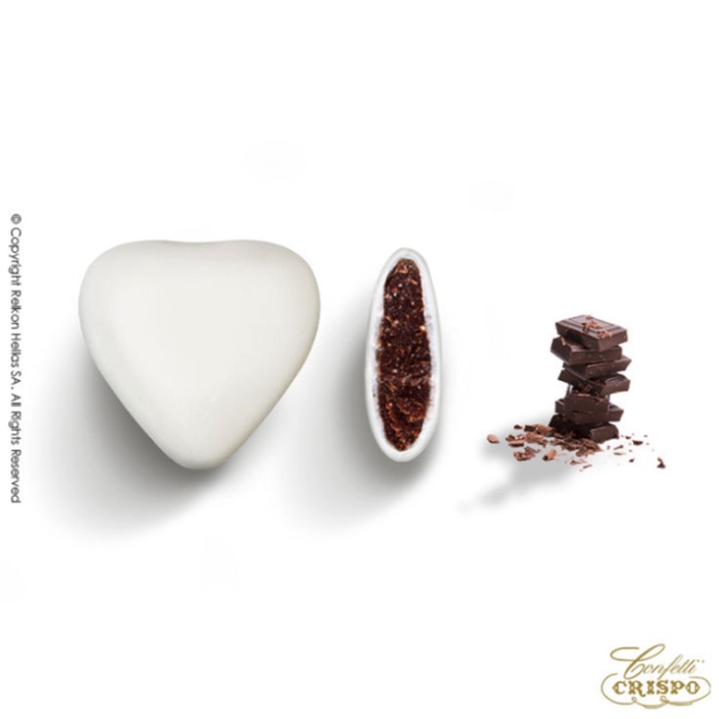 Κουφέτα Crispo - Choco Σοκολάτα Υγείας Καρδιά Λευκή (1kg.) ≈260τμχ.