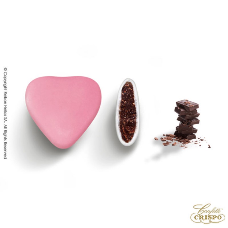 Κουφέτα Crispo - Choco Σοκολάτα Υγείας Καρδιά Ροζ (1kg.) ≈260τμχ.