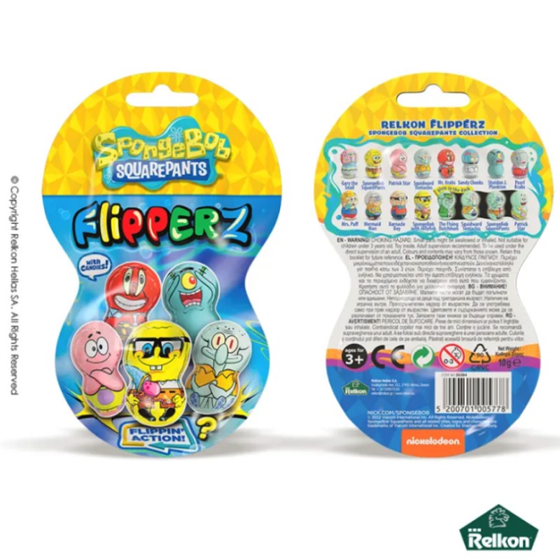 Μπομπ Σφουγγαράκης Flipperz Με 10gr. Candies (24τμχ.)
