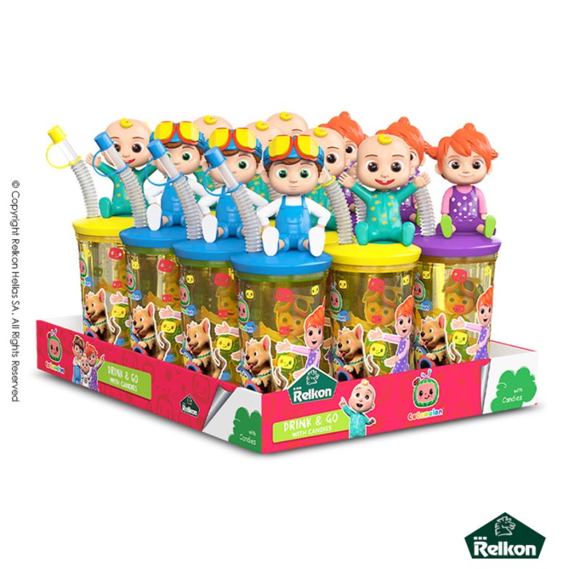Cocomelon Drink And Go Ποτήρι Με Καλαμάκι Και 10gr. Candies (12τμχ.)