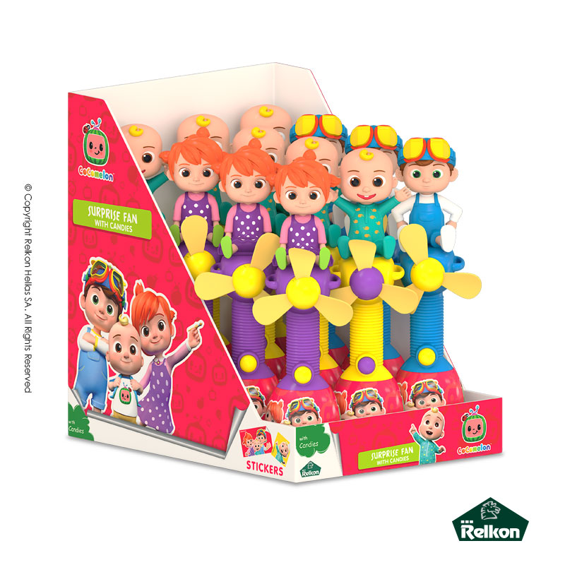 Cocomelon Surprise Fan Ανεμιστηράκι Με 10gr. Candies (12τμχ.)