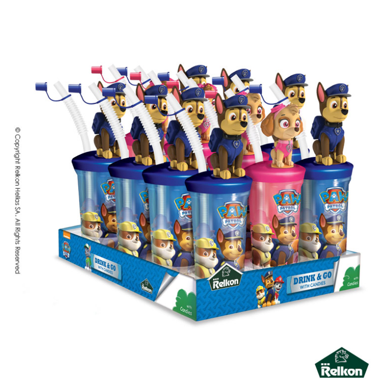 Paw Patrol Drink And Go Ποτήρι Με Καλαμάκι Και 10gr. Candies (12τμχ.)