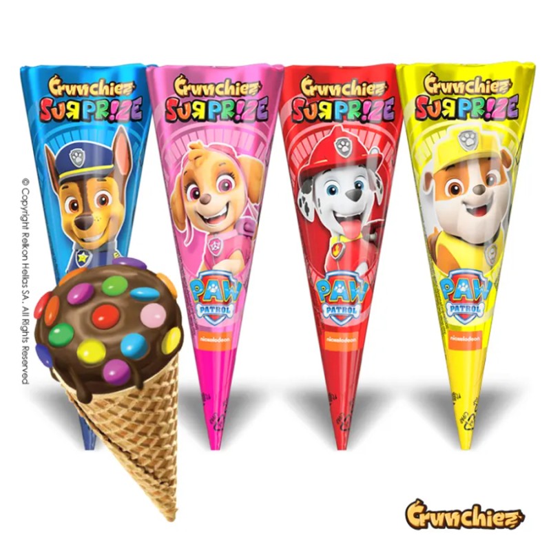 Χωνάκια  Crunchiez Paw Patrol Surprise 25gr. (12τμχ.)