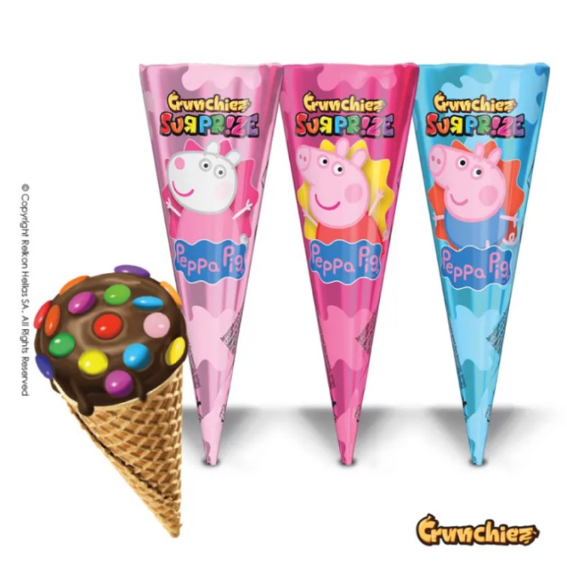 Χωνάκια  Crunchiez Peppa Pig Surprise 25gr. (12τμχ.)