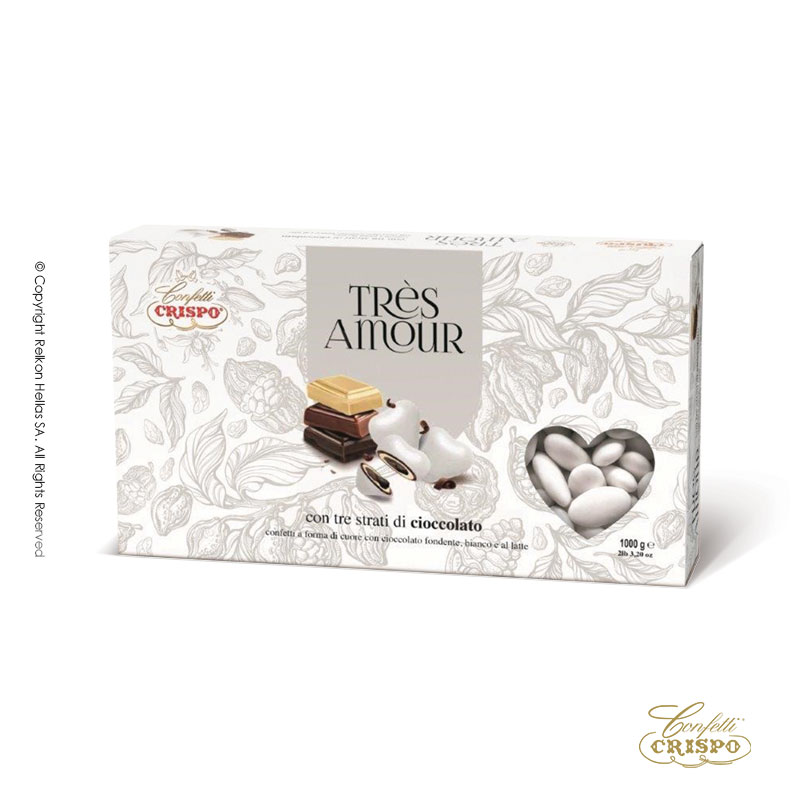 Κουφέτα Crispo - Καρδιά Σοκολάτας Tres Amour Λευκή (1kg.) ≈215τμχ.