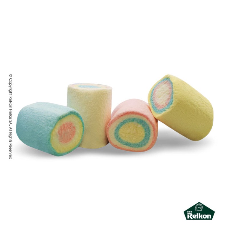 Marshmallow Ζαχαρωτά Relkon - Κύλινδρος Πολύχρωμα Βανίλια (1kg.) ≈140τμχ.
