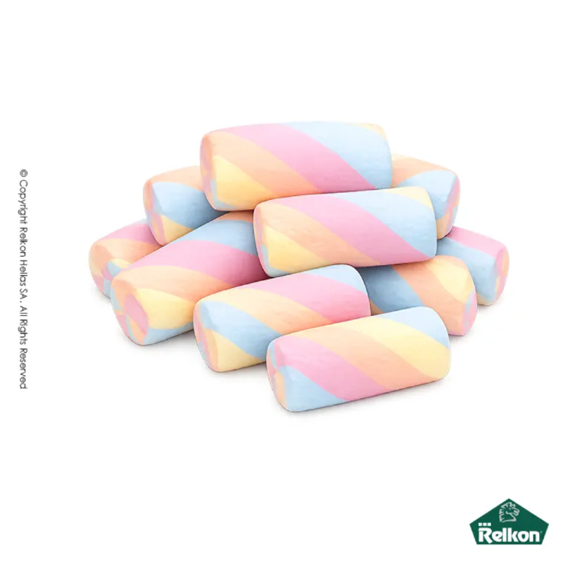 Ζαχαρωτά Marshmallows Κύλινδρος Στριφογυριστά Πολύχρωμα Relkon (1kg.) ≈140τμχ.