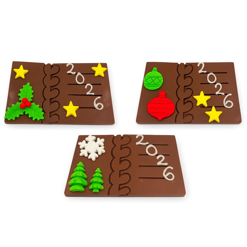 Σοκολάτα Γάλακτος Διακοσμημένη Χριστουγεννιάτικη – Mix Σχέδια (≈80gr./12x7,5εκ.)