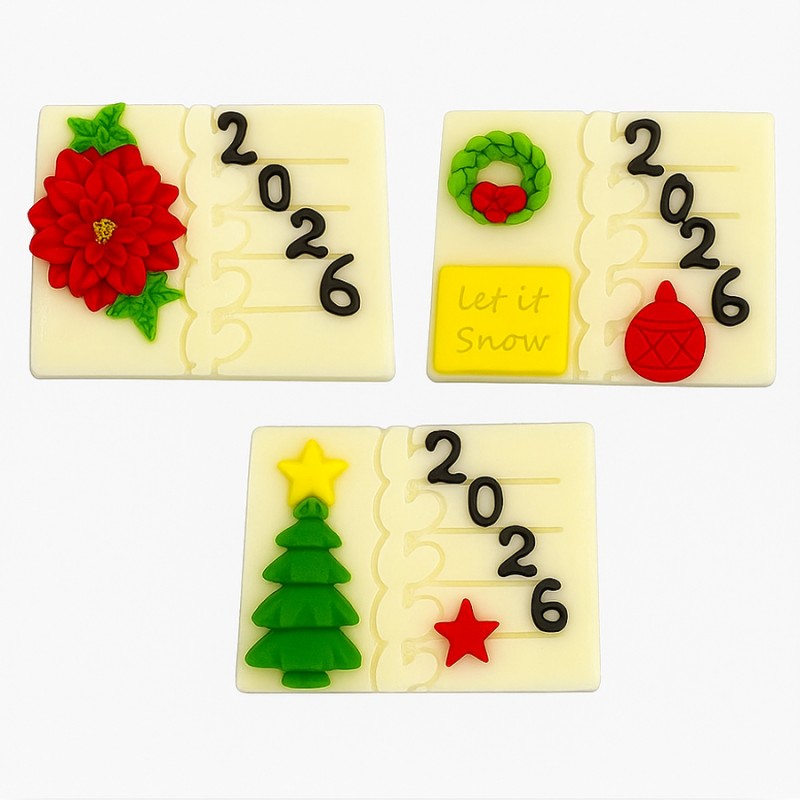 Σοκολάτα Λευκή Διακοσμημένη 2026 – Mix Σχέδια (≈80gr./12x7,5εκ.)