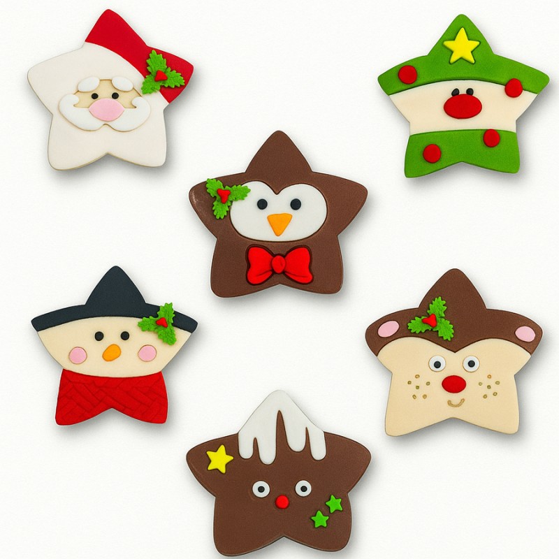 Σοκολάτα Χριστουγεννιάτικη Αστέρι – Mix Σχέδια (≈70gr./10x10εκ.)