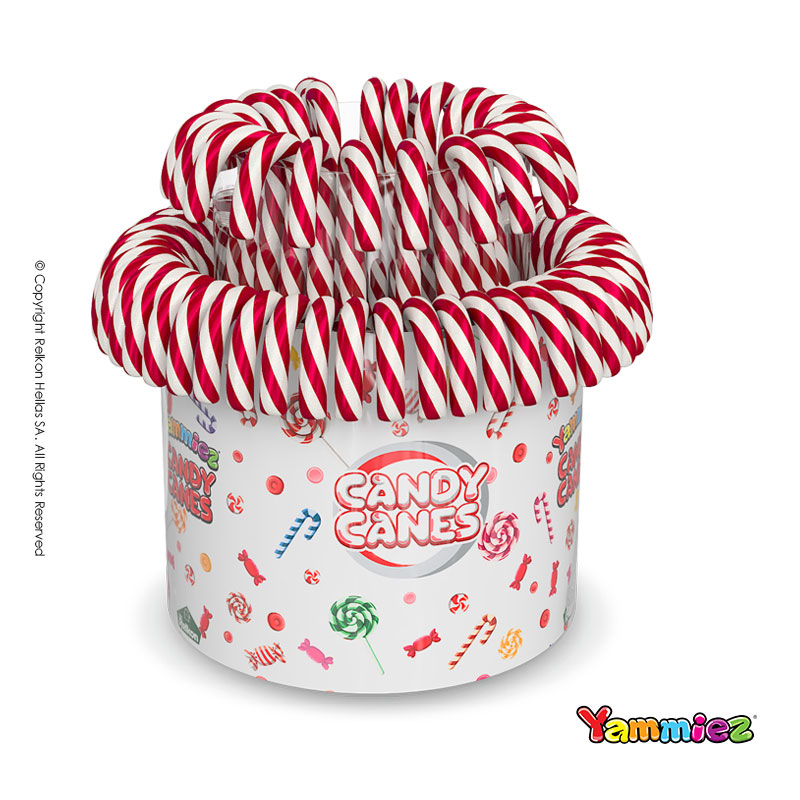 Γλειφιτζούρια Yammiez - Candy Cane Κόκκινο/Λευκό Φράουλα 14gr. (72τμχ.)