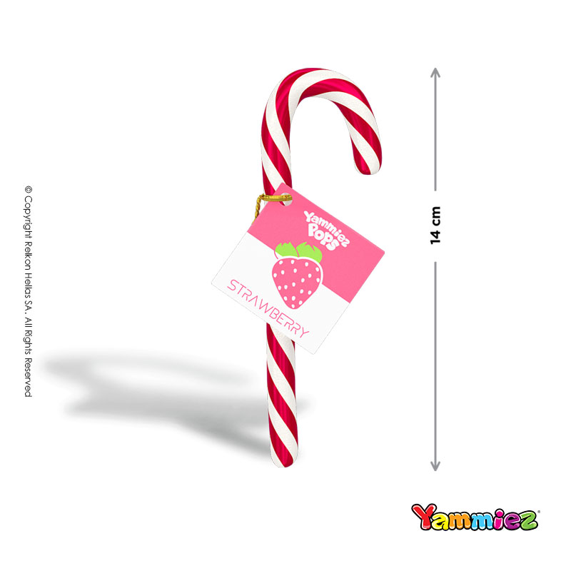 Γλειφιτζούρια Yammiez - Candy Cane Κόκκινο/Λευκό Φράουλα 14gr. (72τμχ.)