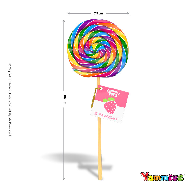 Γλειφιτζούρια Yammiez - Swirl Πολύχρωμο Φράουλα 50gr. (24τμχ.)