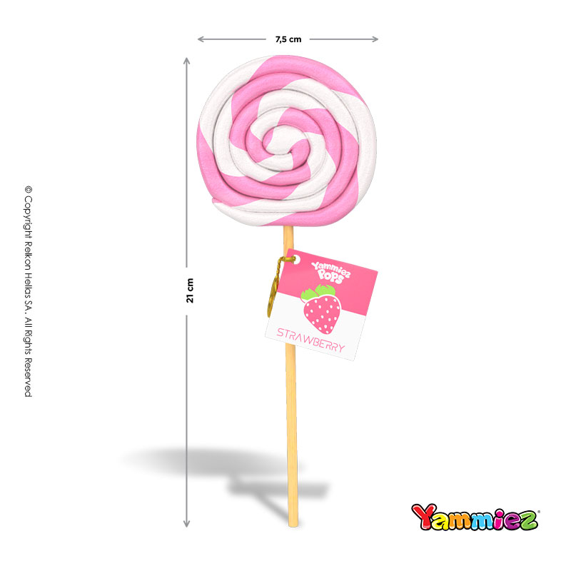 Γλειφιτζούρια Yammiez - Swirl Ροζ/Λευκό Φράουλα 50gr. (24τμχ.)