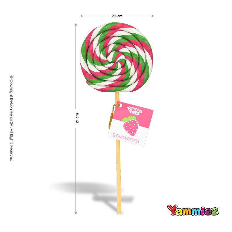 Γλειφιτζούρια Yammiez - Swirl Κόκκινο/Λευκό/Πράσινο Φράουλα 50gr. (24τμχ.)