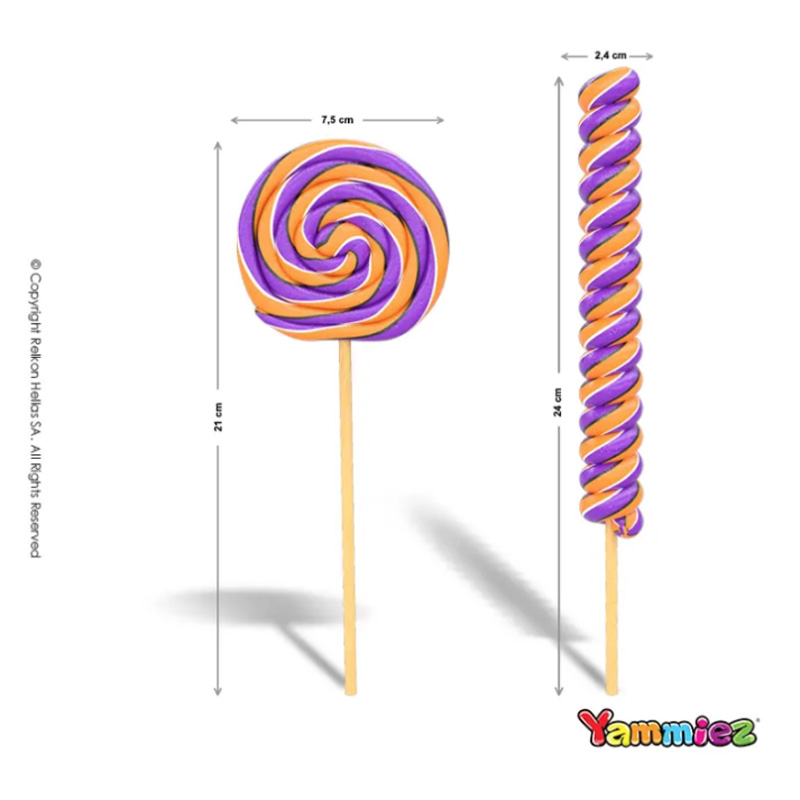 Γλειφιτζούρια Yammiez - Swirl Lollipop Φράουλα 50gr. (24τμχ.)
