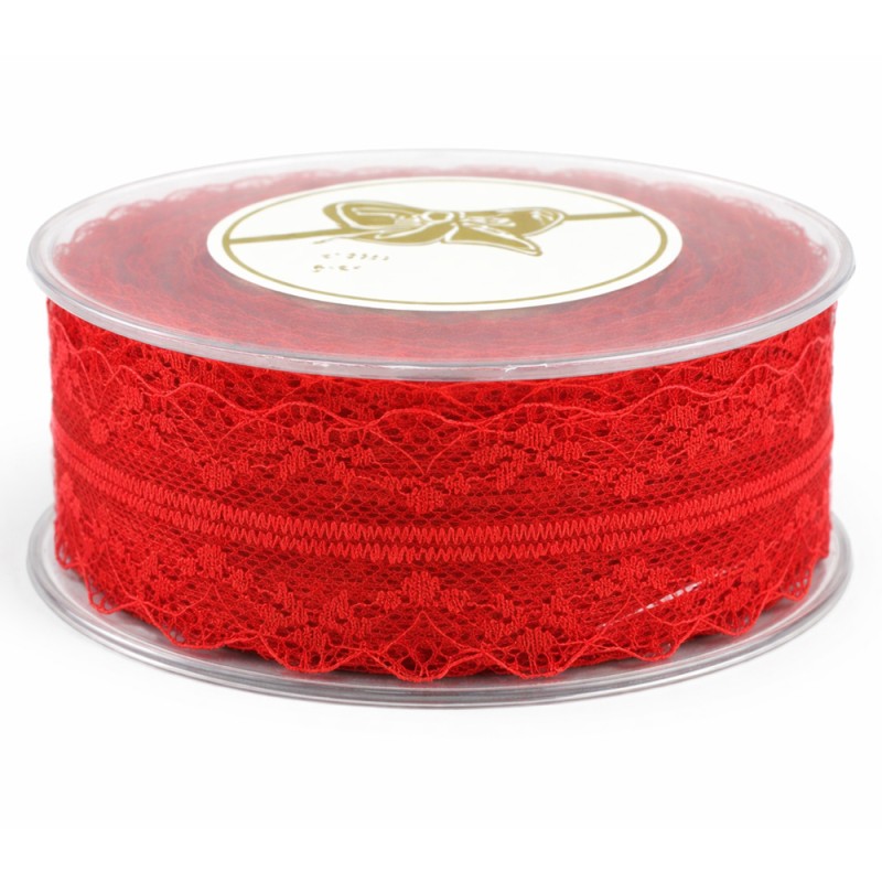 Κορδέλα Δαντέλα 8,0εκ. - Χρώμα Κόκκινο (9μ.)