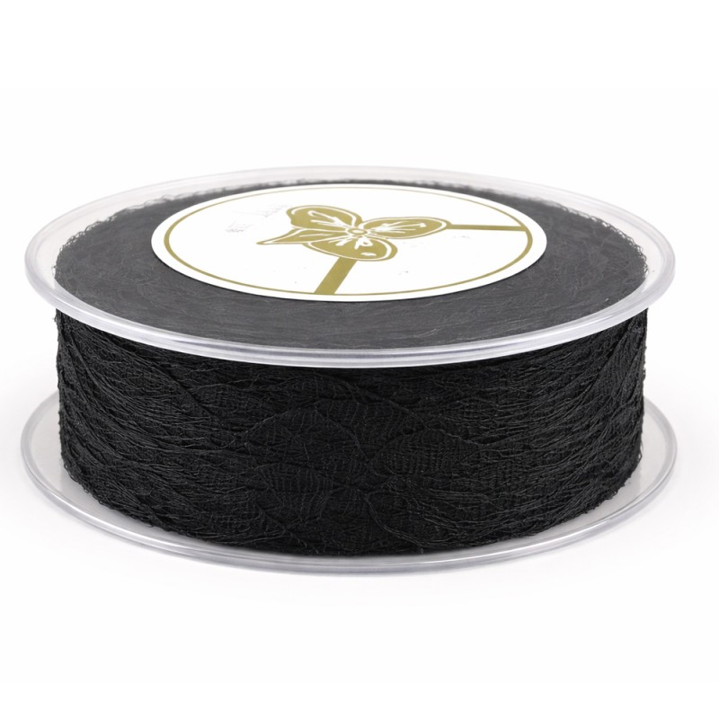 Κορδέλα Δαντέλα 1,2εκ. - Χρώμα Μαύρο (18μ.)