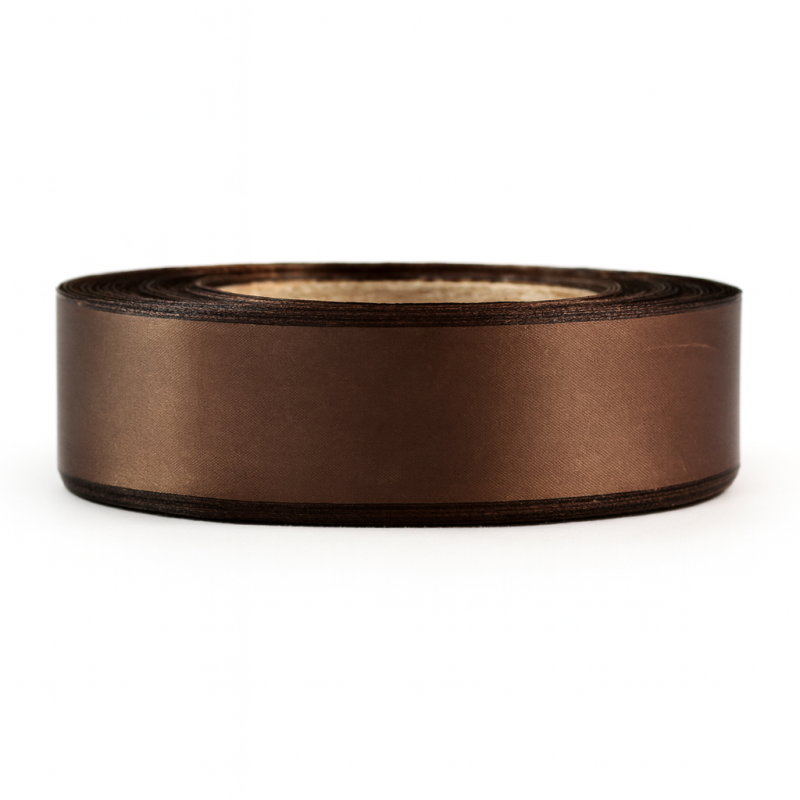 Κορδέλα Σατέν Διπλής Όψης Θερμοκοπής 2,5εκ. - Χρώμα Καφέ (50μ.)