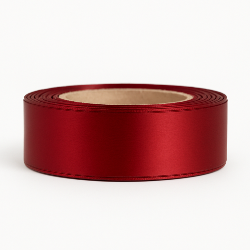 Κορδέλα Σατέν Διπλής Όψης Θερμοκοπής 2,5εκ. - Χρώμα Μπορντό (50μ.)