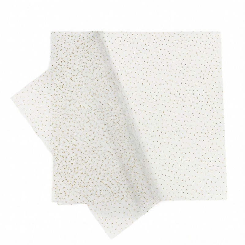 Τούλι Τετράγωνο Λευκό 29x29εκ. Με Χρυσό Γκλίτερ (100τμχ.)