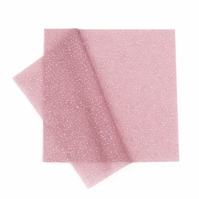 Τούλι Τετράγωνο Σάπιο Μήλο 14x14εκ. Με Ασημί Γκλίτερ (100τμχ.)