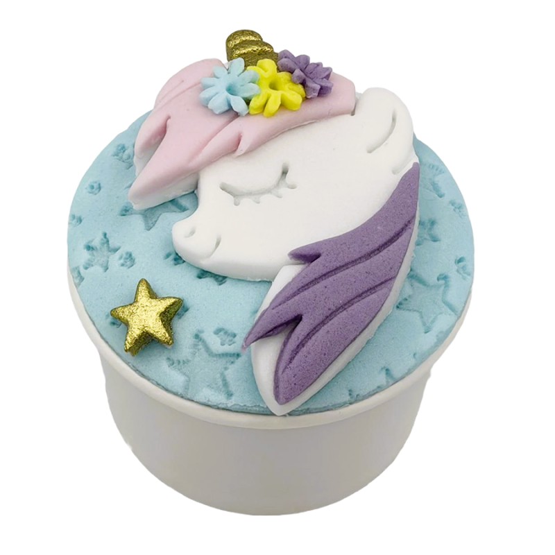 Cupcake Με Ζαχαρόπαστα – Μονόκερος (≈75gr./≈7εκ.)