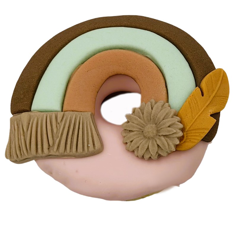 Donuts Με Ζαχαρόπαστα – Boho Ουράνιο Τόξο (≈75gr./≈7εκ.)