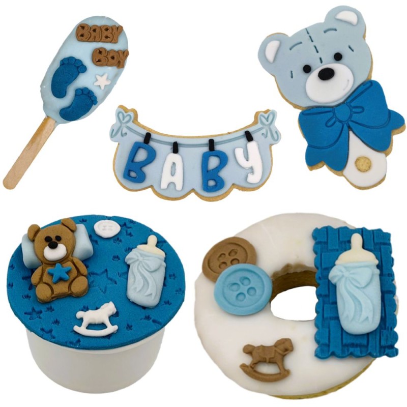 Θεματικό Πακέτο Γλυκών "Baby Boy" - 50τμχ. (Μπισκότα - Cupcakes - Cakesickles - Donuts)