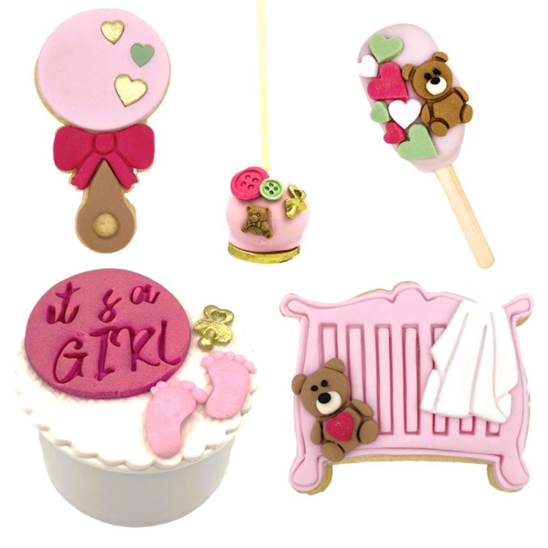 Θεματικό Πακέτο Γλυκών "Baby Girl" - 50τμχ. (Μπισκότα - Cupcakes - Cakesickles - Cakepops)