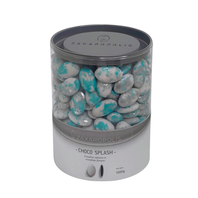 Κουφέτα Zaxaropolis - Choco Splash Crème Brûlée Τιρκουάζ Πιτσιλωτό (1kg.) ≈275τμχ.