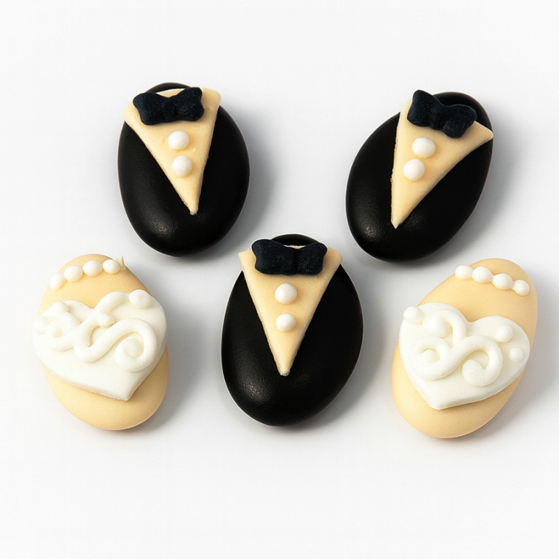 Κουφέτα Zaxaropolis - Διακοσμημένα "Γαμπρός-Νύφη" (100τμχ.) Μπεζ Μαύρο