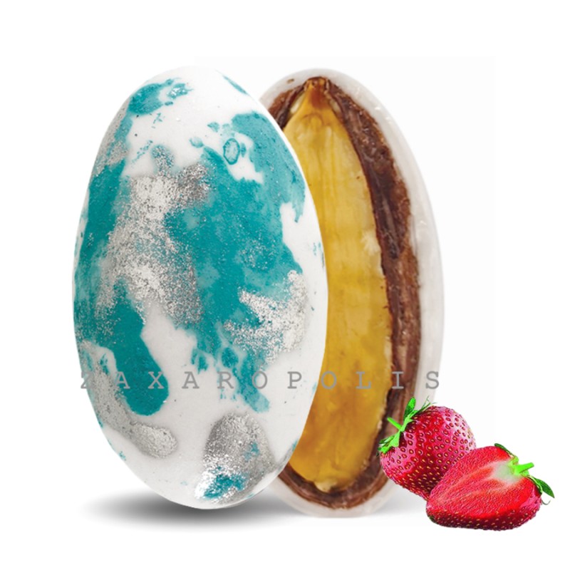 Κουφέτα Zaxaropolis - My Choco Φράουλα Τιρκουάζ Πιτσιλωτό (1kg.) ≈230τμχ.